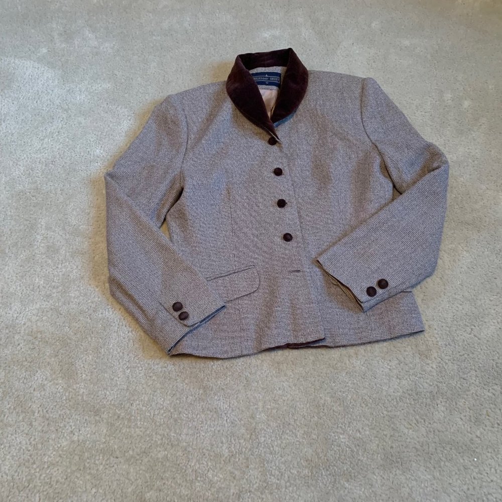 Herman Geist Vintage Tweed and Velvet Blazer Size 6